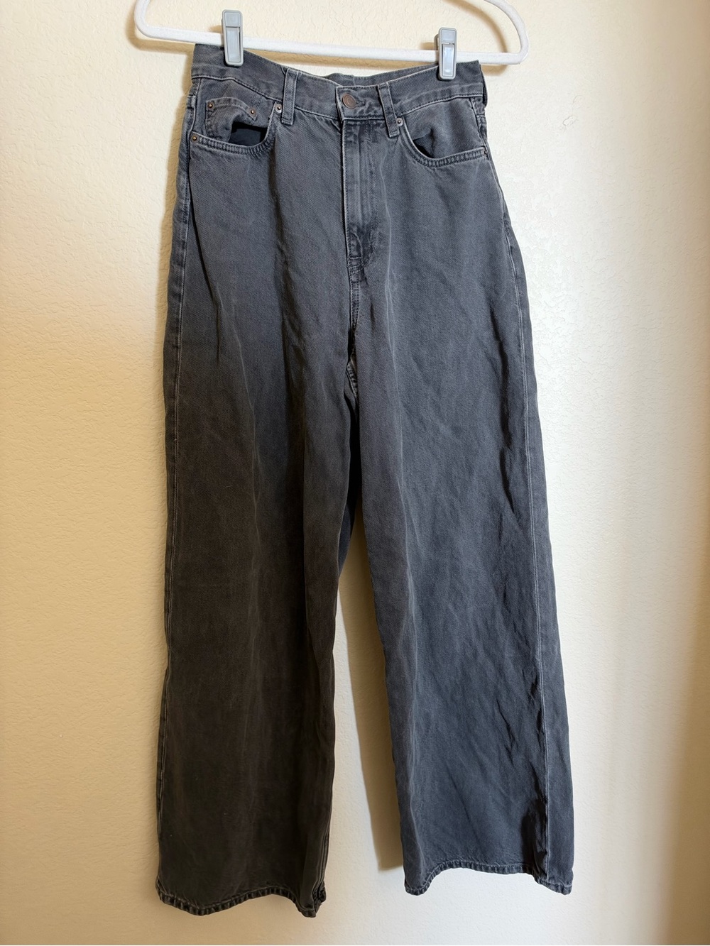 COS low rise wide leg relaxed jeans size 25 full length grey